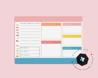 Kids Daily Planner Diary Printable. Daily timetable organisation planning. Kids to-do list. Kids doodle diary. Kids itinerary