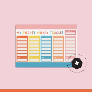 Pocket Money Tracker, Financial Tracker, Chore Allowance Charts, Kids Finance Printable, Children's financial education