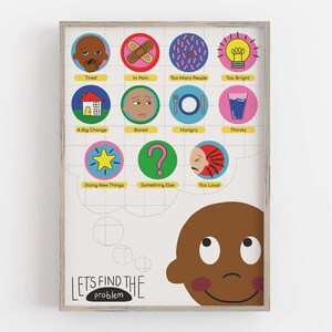Troviamo il problema Emozioni Arte murale / Stampa dei sentimenti dei bambini / Decorazione educativa per la sala giochi / Apprendimento emotivo / Sviluppo del bambino