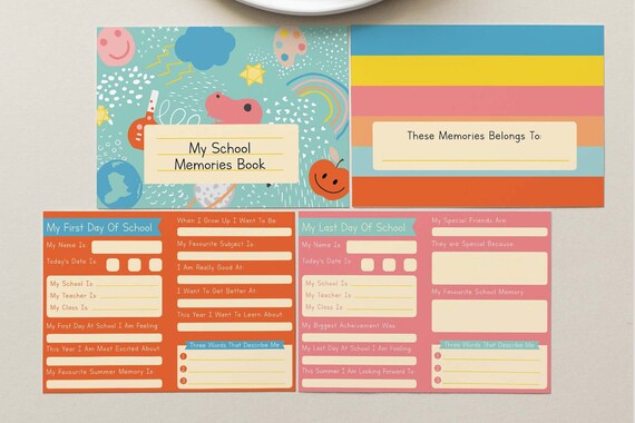 Kids School Memories Book Printable First Day of School - Etsy