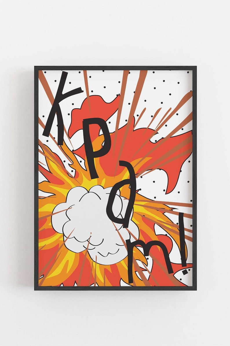 Set of Three Superhero Wall Art Prints. BAM KPAM KPA Comic Etsy UK