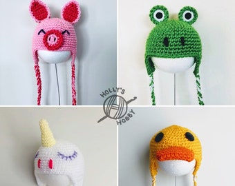 Crochet animal hat for cat - handmade pet costume | bunny rabbit, duck, frog, pig, unicorn | great housewarming gift