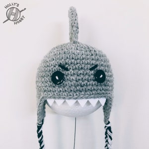 Shark hat for cat with adorable fin on top and felt teeth cute, handmade crochet pet beanie cat costume accessory Cranky eyebrows