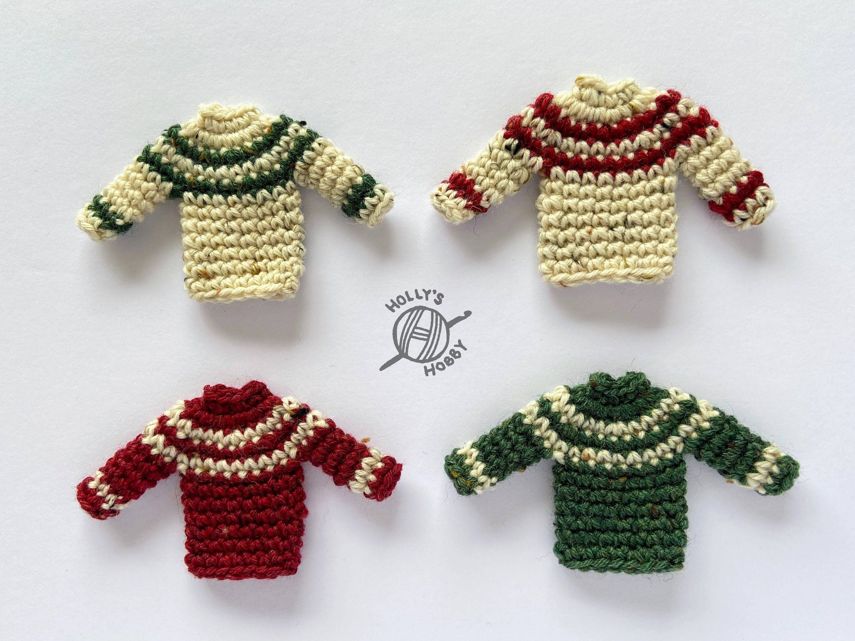 Mini Christmas sweaters custom crochet ornaments Set of 2 Etsy