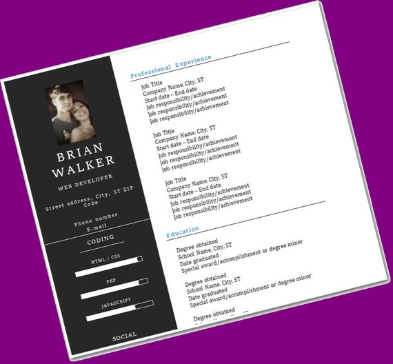 Resume Template CV Template Professional Resume Resume Etsy Resume Template CV Template Professional Resume Resume Etsy