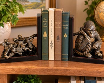 Bombay Company Gorilla and Monkey Resin Bookends Set of 2, 2006, Jungle Animal Decor