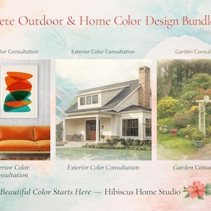 Interior + Exterior + Garden Virtual Design Bundle | Full Home Color & Landscape Consultation | Hibiscus Home Studio