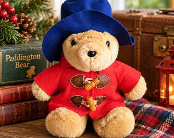 Vintage Paddington Bear Plush, Sears Canada, Red Coat  Blue Hat, 1999-2004, Kids Gifts