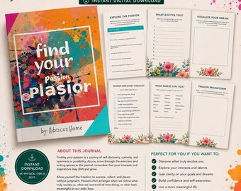 Find Your Passion E-book | Self-Discovery Journal | Printable Workbook | Instant Digital Download
