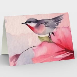 Hibiskus Vogel Stationäre Karte, alle Anlass, Muttertag, Gefühle, leere Notizen, leere Karte, stationäre Karten, Grußkarten, Papier