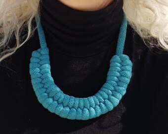 Teal Rope collana cordone collana collana etnica cordone intrecciato gioielli boho collana blu turchese macrame collana nodi collana corda