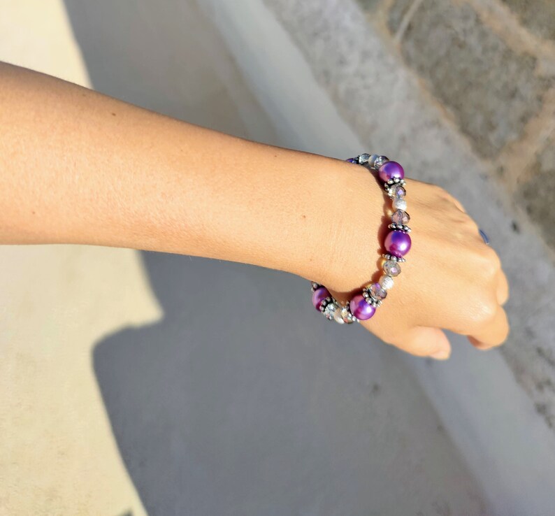 GUSXPPD Damen Kristall Perlen Armband Set - 4 Stück Mehrschichtige Boho Armbänder, Stapelbarer Schmuck