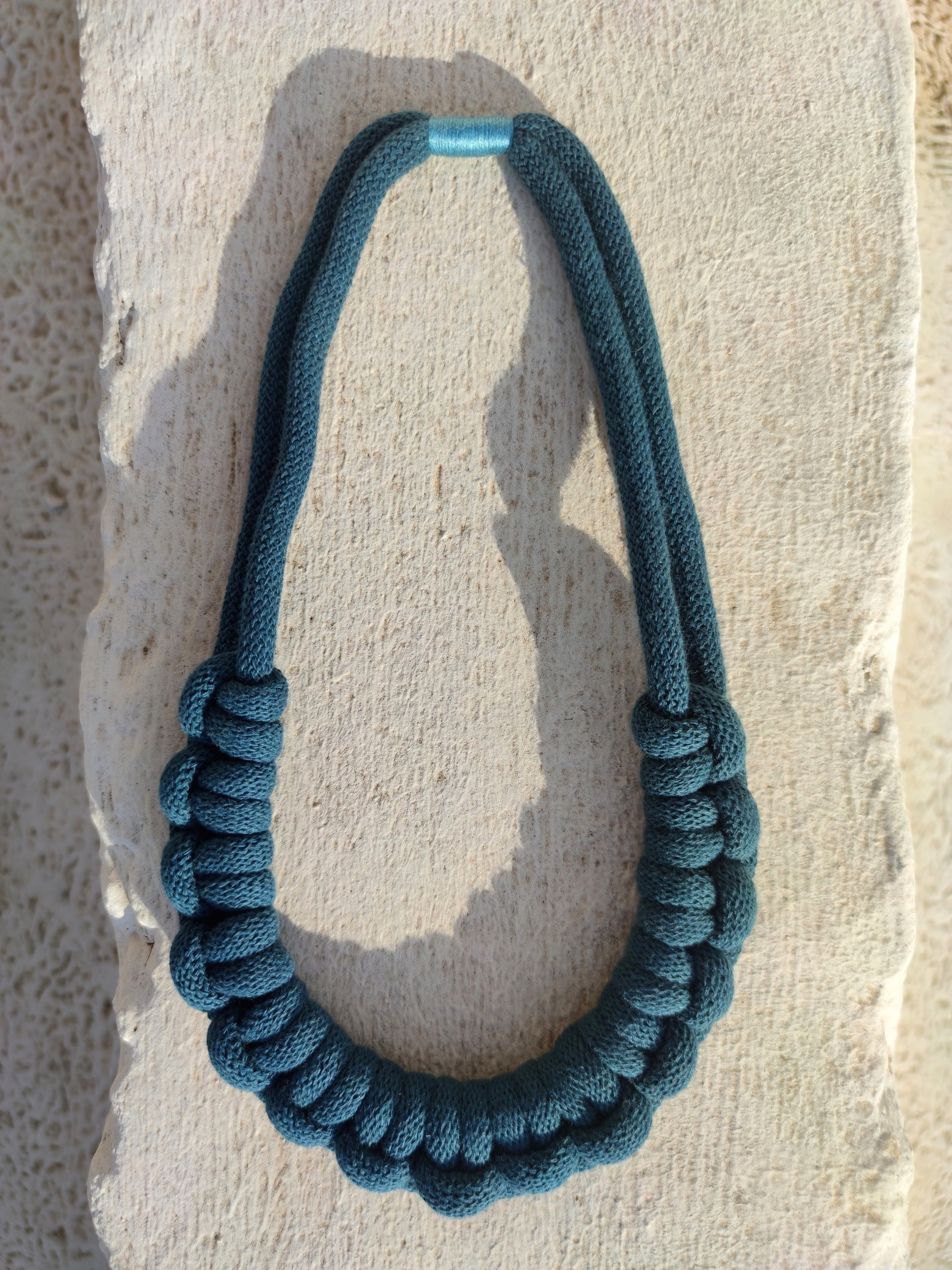 Golden Natural White Rope Necklace Fabric Neckalace Chunky Etsy