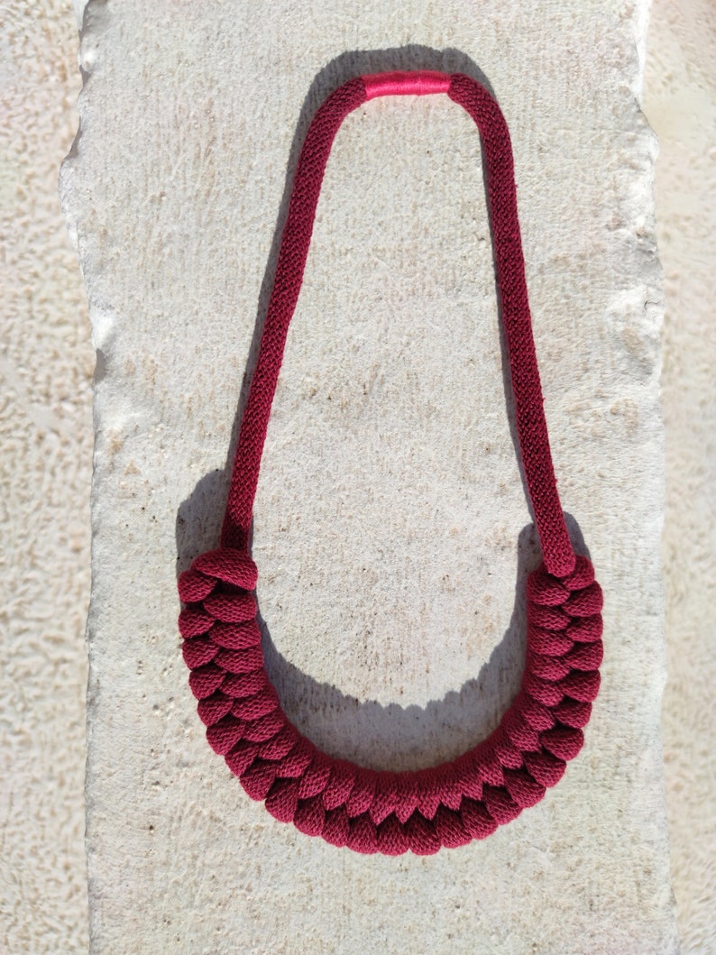 Green Macrame Necklace Fabric Rope Necklace Green Neckalce Etsy