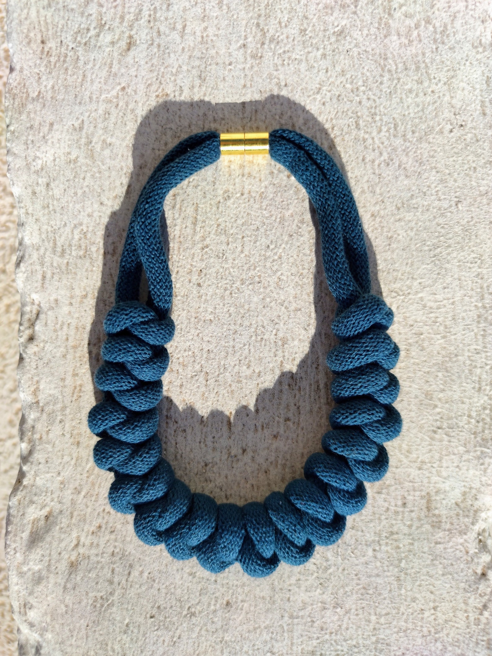 Fabric Rope Necklace Blue Choker Necklace Rope Soft Cotton Cord