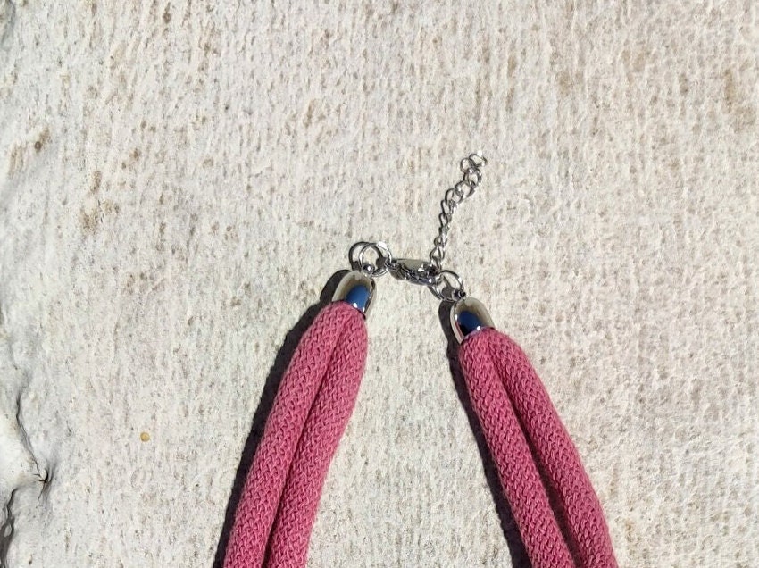 Fabric Rope Necklace Blue Choker Necklace Rope Soft Cotton Cord