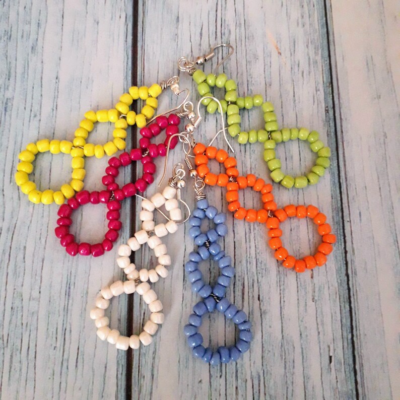 Boho earrings yellow dangle seed beads 4 mm dangling earring Etsy