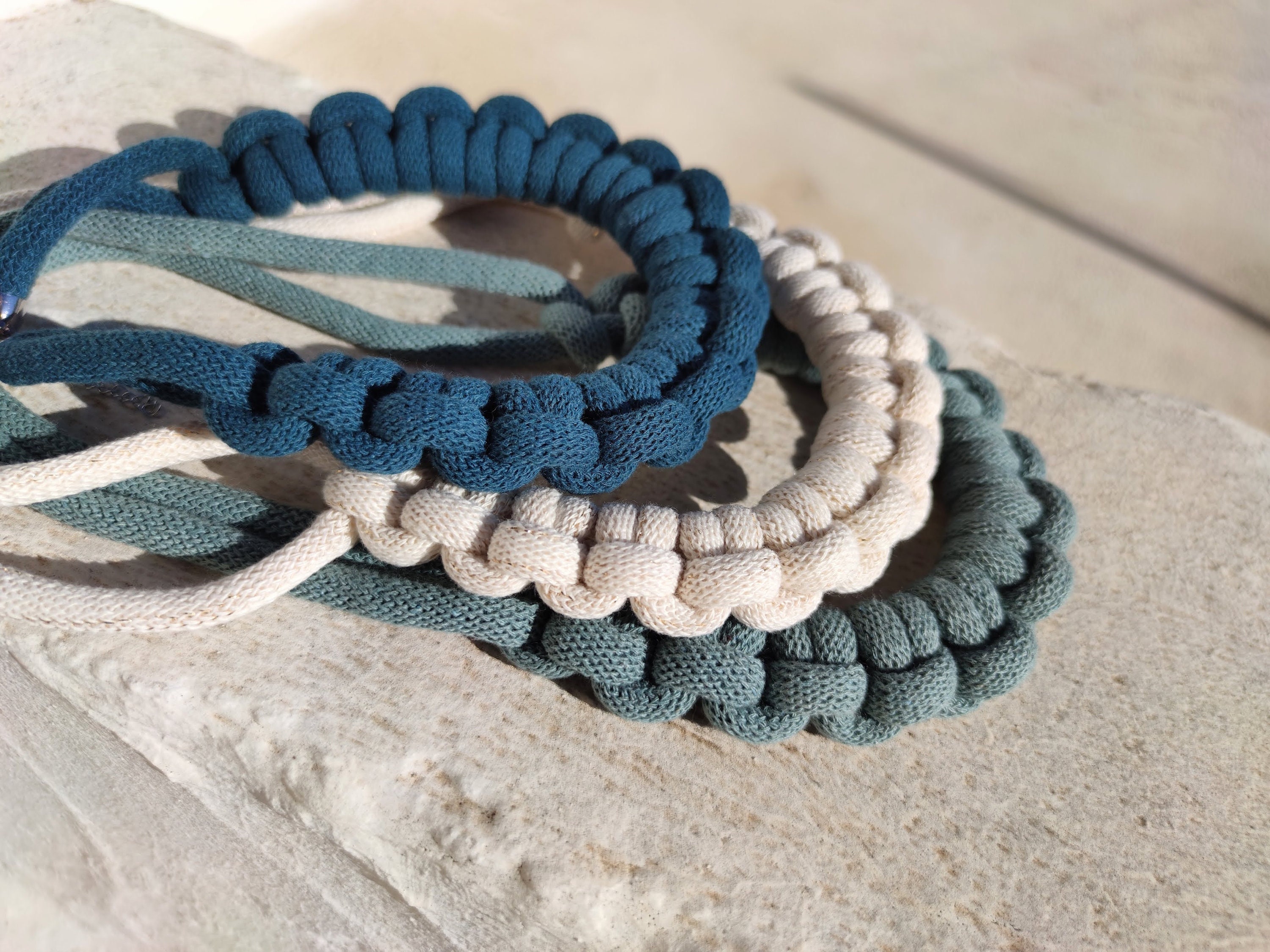 Golden Natural White Rope Necklace Fabric Neckalace Chunky Etsy