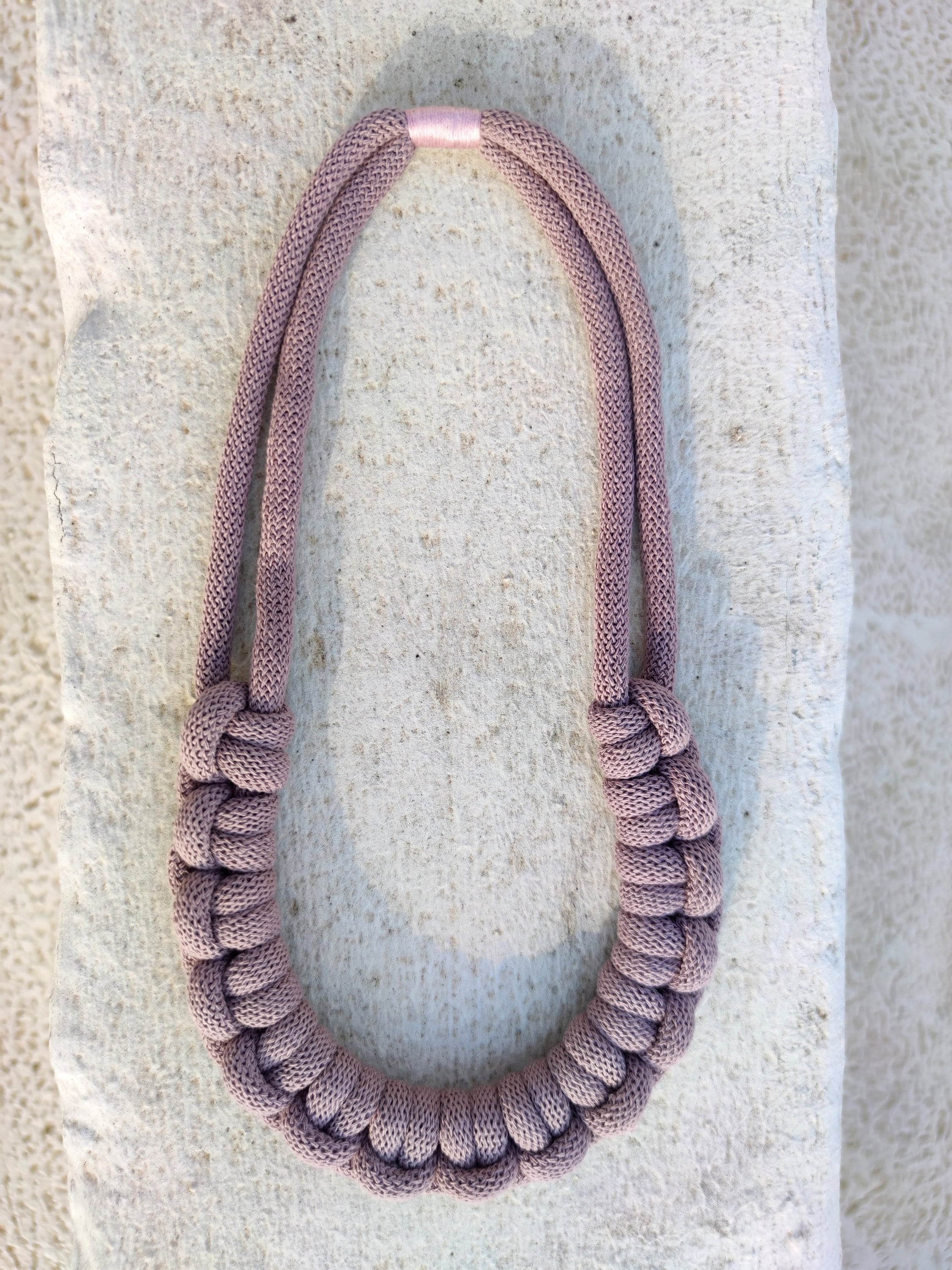 Golden Natural White Rope Necklace Fabric Neckalace Chunky Etsy