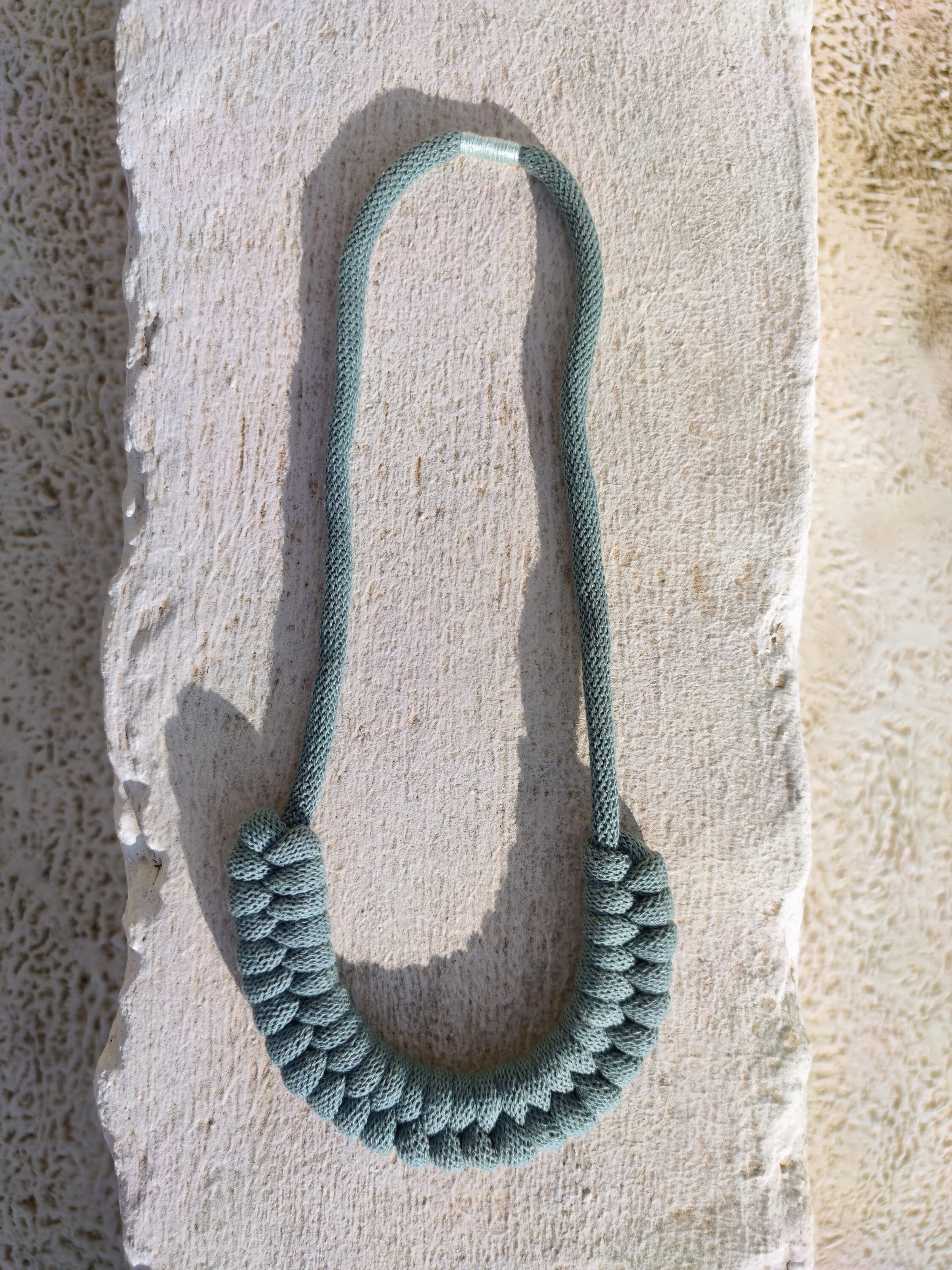 Green Macrame Necklace Fabric Rope Necklace Green Neckalce Etsy