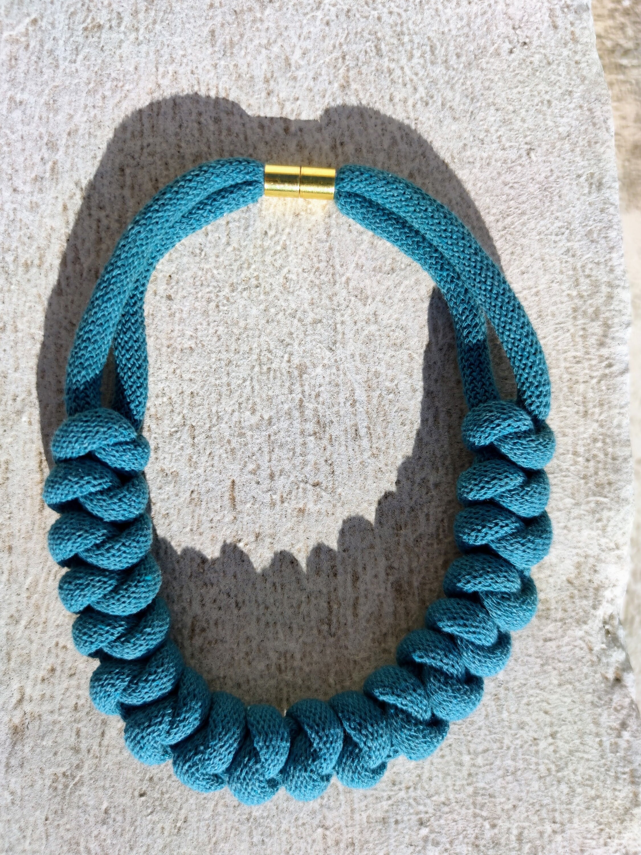 Fabric Rope Necklace Blue Choker Necklace Rope Soft Cotton Cord