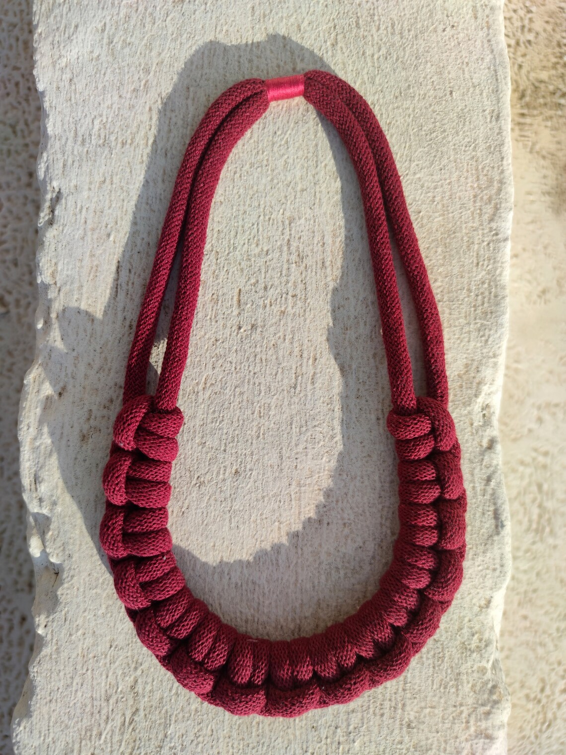 Golden Natural White Rope Necklace Fabric Neckalace Chunky Etsy