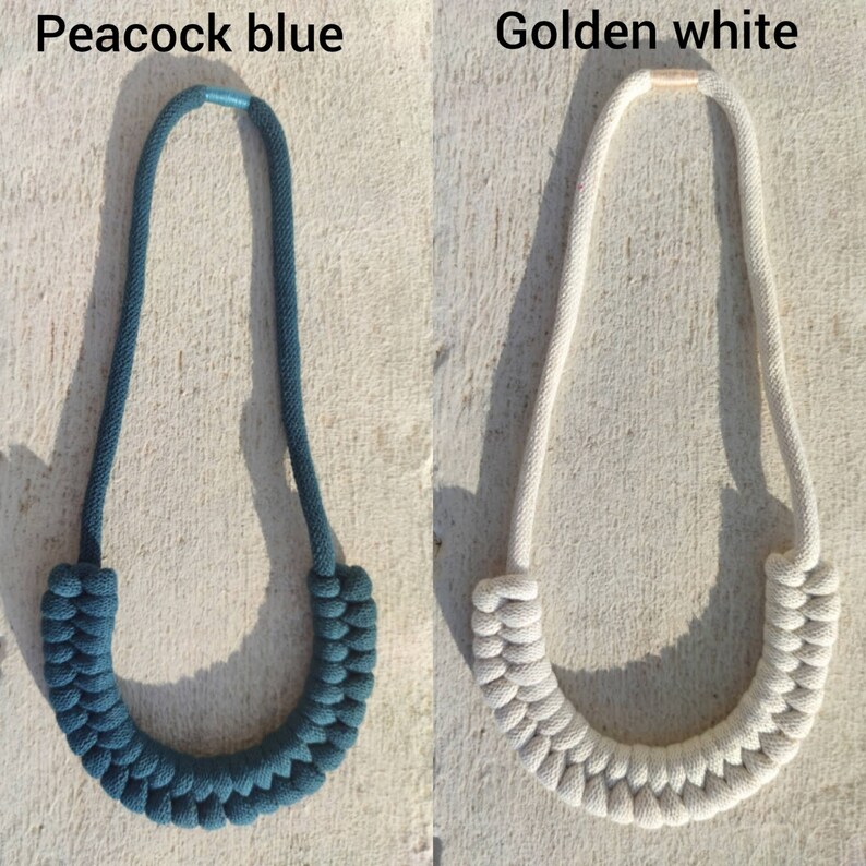 Green Macrame Necklace Fabric Rope Necklace Green Neckalce Etsy