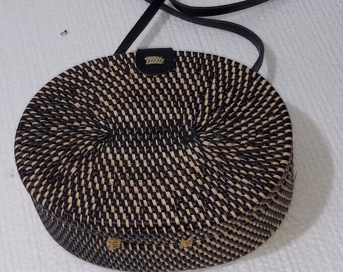 Philippine Pattern Rattan Philippine Handmade, Black Oval Rattan Bag, Crossbody Rattan Bags, Gift ...