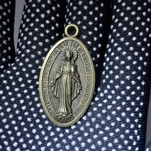 Divine Mother Mary Medallion Anting-Anting Brass Amulet Philippines Authentic Filipiniana Statement Piece