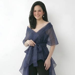 blue filipiniana dress WV07 - Barong Tagalog Dress main image 0