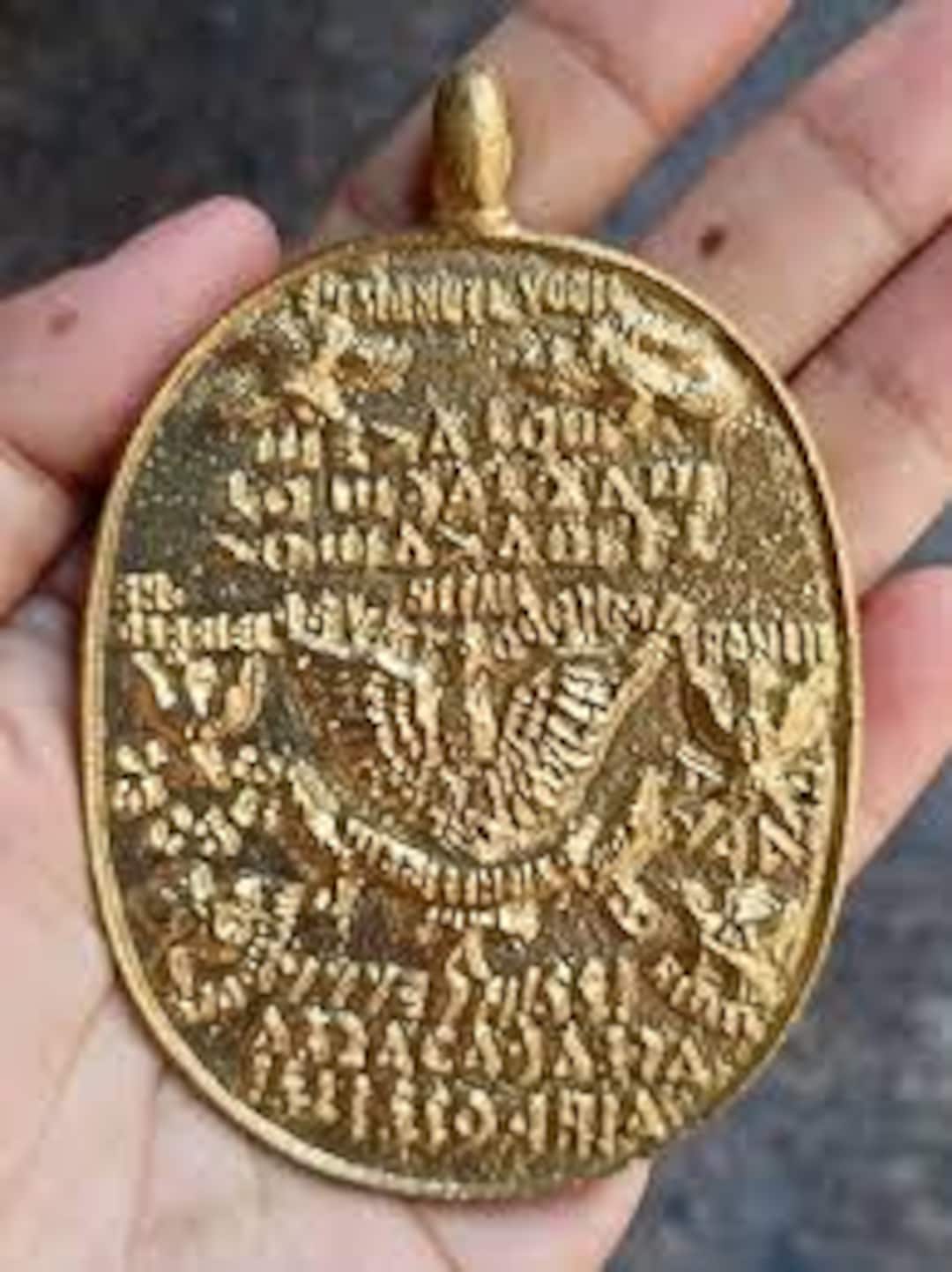 Atardar Medallion Pendant, Gold Tone Religious Medal, Filipino ...