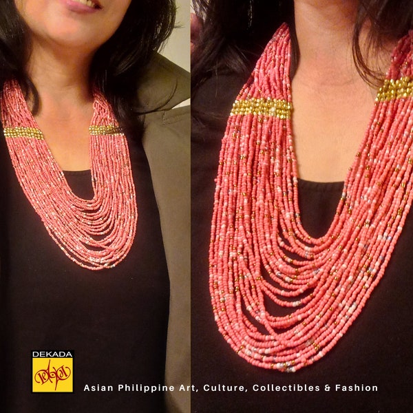 Singsing Maranao  Contemporary Tribal Necklace |  Philippines Lanao Region Glass Beads Jewelry. Costume or Fashion Statement Accessory.
