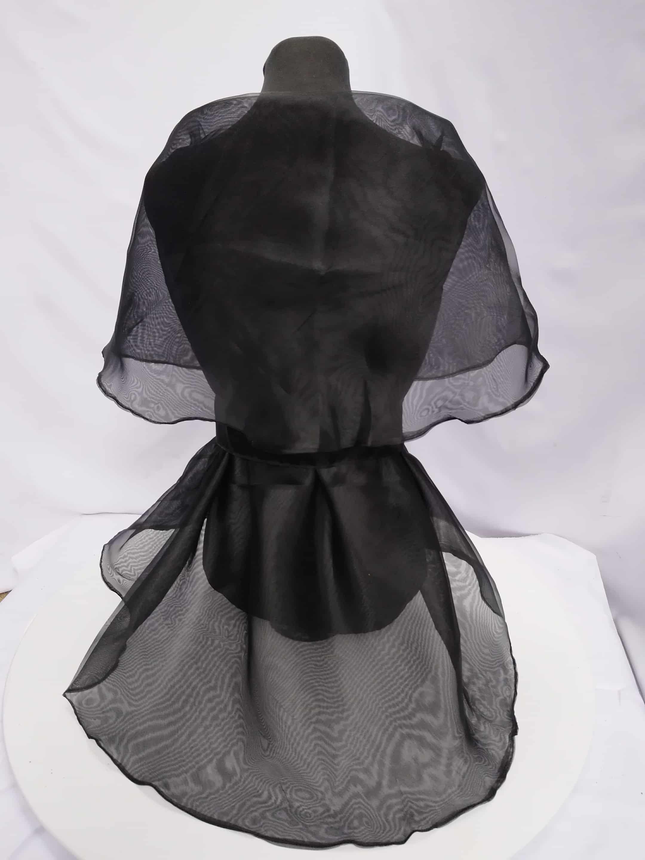 Modern Filipiniana Black Organza Wrap Dress | Philippine Made Sheer Dress | Contemporary Filipino Inspired Fashion