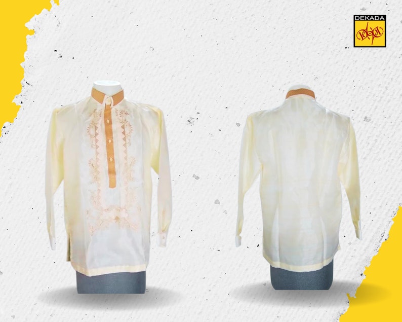 Philippine Barong Tagalog for Men Handcrafted Embroidered Satin Organza