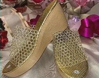 Marikina High Wedge Slippers, Handmade Filipino Wedge Sandals, Women's Slip On Slides, Classic Net Sandals, Comfortable Summer Shoes