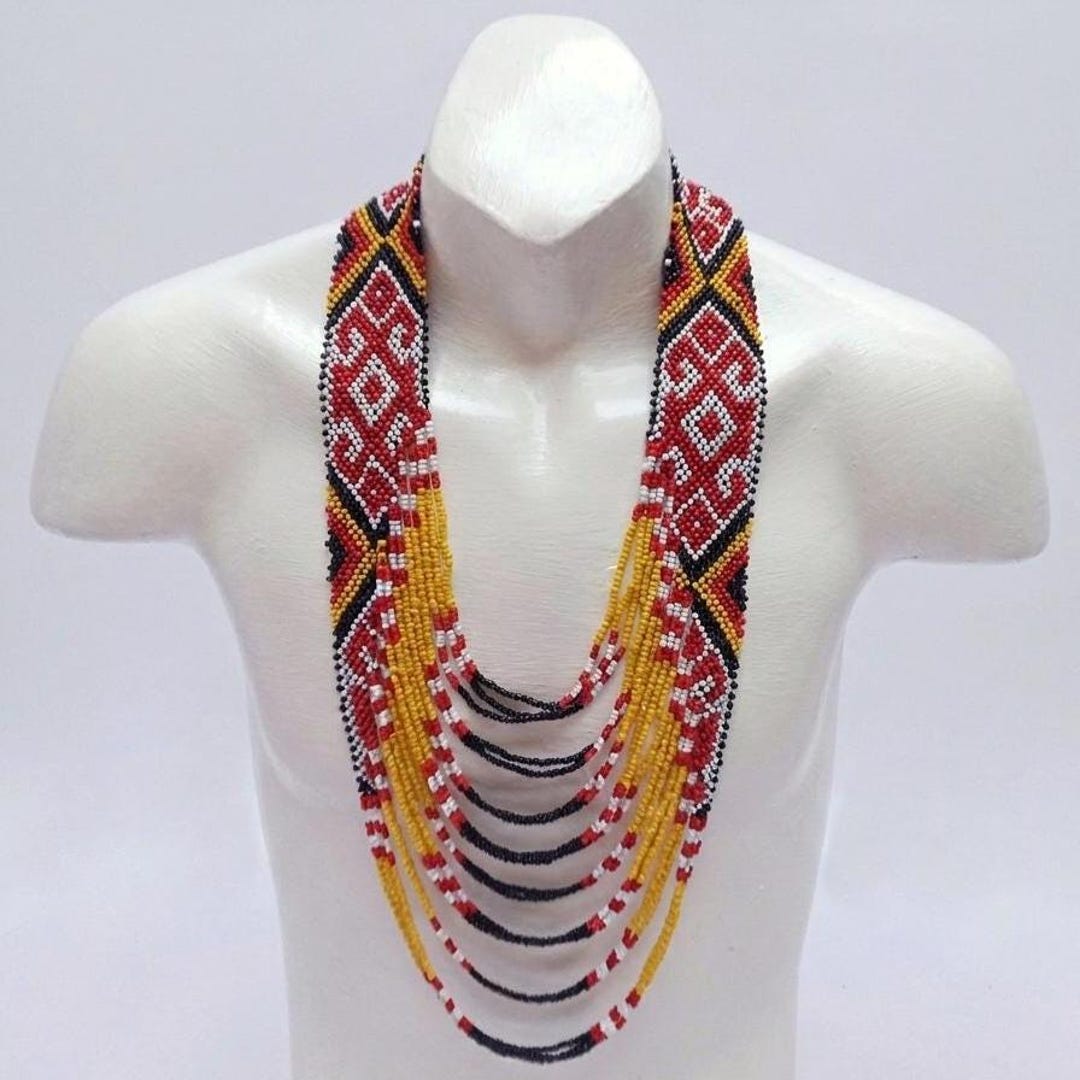 Manobo Color Pattern Design Unisex Manobo T'boli 20-layer Ethnic Bead Necklace Traditional Mindanao ...