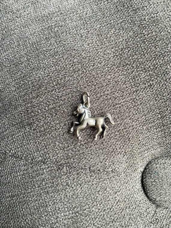 Cute Vintage Solid 835 Silver Prancing Horse Char… - image 3