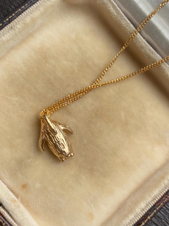 Cute Solid Sterling Silver Gold Plated Penguin Pe… - image 4