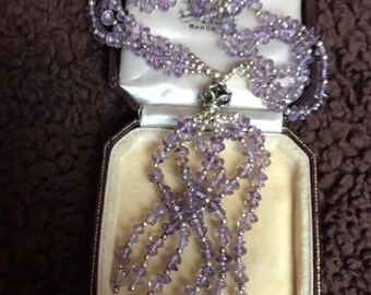 Beautiful Sterling Silver Amethyst Chip Beaded 3 Strand Necklace Pendant!