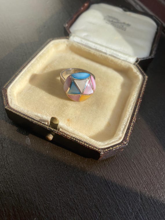 Stunning Solid Sterling Silver Pastel Mother of P… - image 2