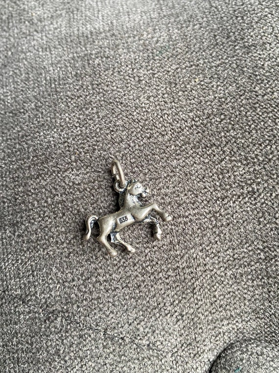 Cute Vintage Solid 835 Silver Prancing Horse Char… - image 5