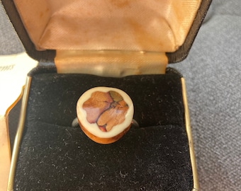 Vintage 1970’s Scottish Heather Gems Antler Adjustable Ring in Original Box with Leaflet!