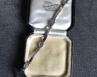 Stunning Sterling Silver Pale Purple Amethyst Stone Link Tennis Style Bracelet!