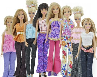 3x Hosen Outfit Sets & 3x Paar Schuhe - Zufällige Auswahl für 11.5" Fashion Dolls