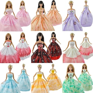 3x Ball Gown Doll's Wedding Dresses & 3 Pairs Shoes - Random Selection Made for 11.5" Sized Fashion Dolls