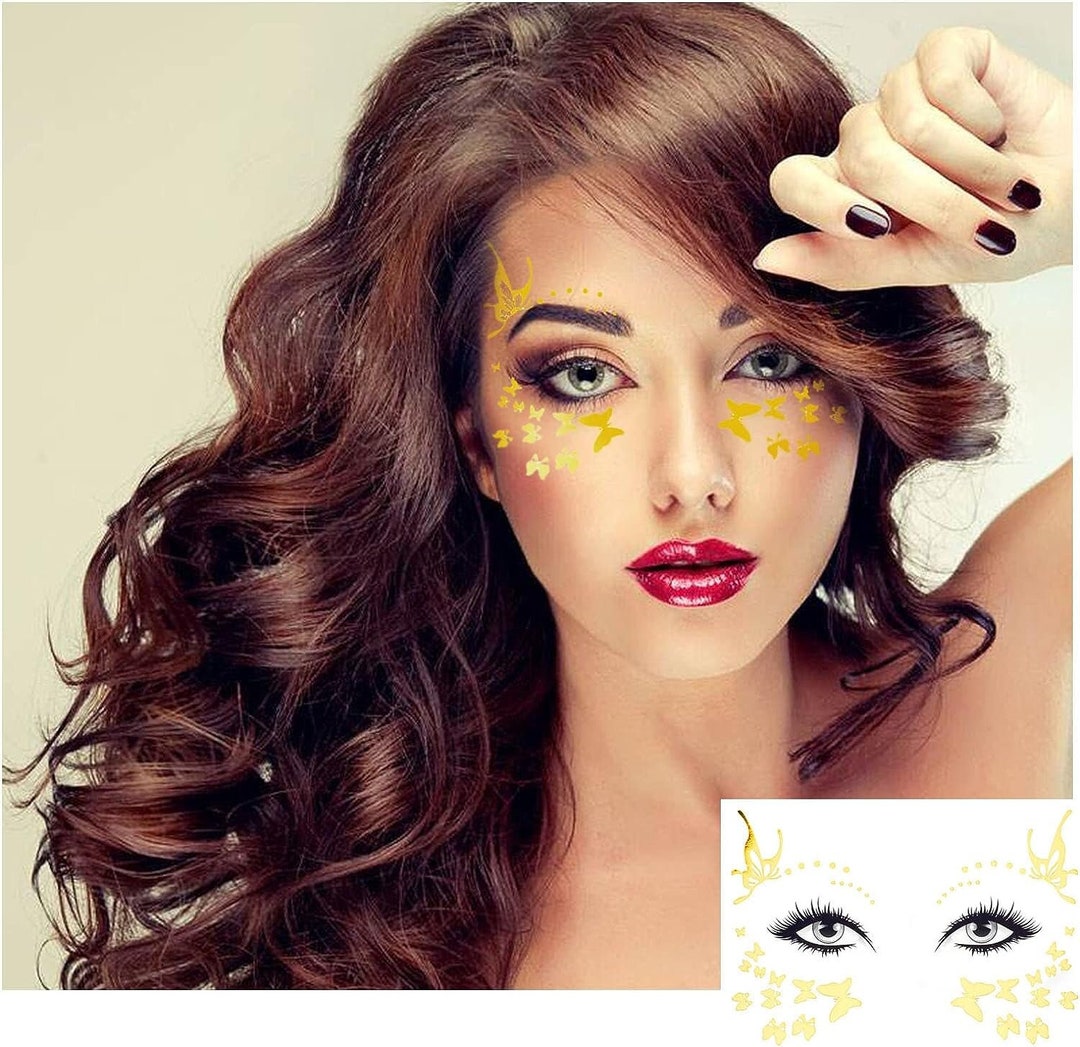 Instant Gold Butterflies Freckles Effect Boho Glitter Jewel Tattoo