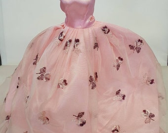 Hochwertiges Rosa Blumen Ballkleid Hochzeitskleid Outfit Kompatibel mit Standard Barbie Puppen Mädchen Geschenkidee