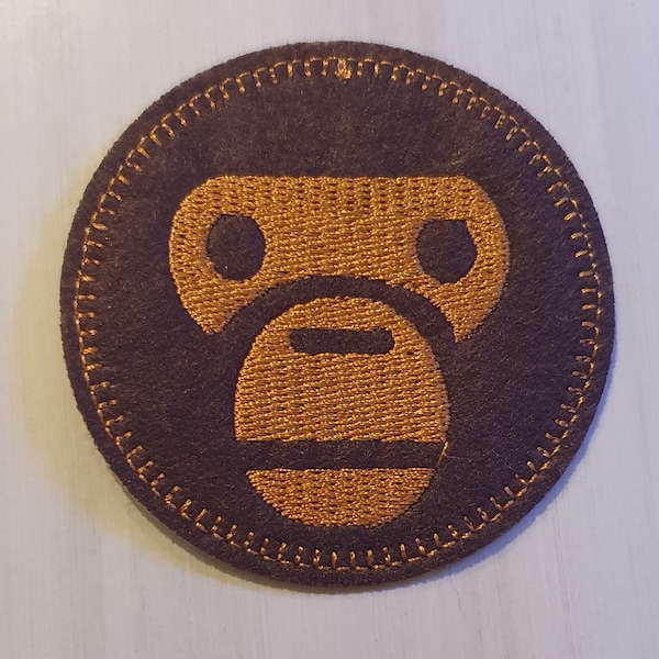 Round Brown Baby Milo Bape A Bathing Ape Iron on or Sew on Cloth Patch for Clothes, Bags, T-Shirts