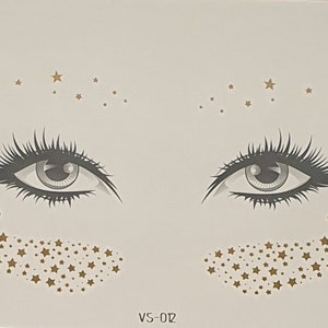 Instant Gold Stars Freckles Effect Boho Glitter Jewel Tattoo Sticker Festival Party Face Eyes Make Up image 1