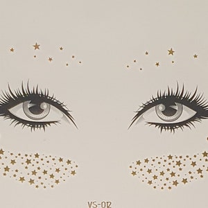 Instant Gold Stars Freckles Effect Boho Glitter Jewel Tattoo Sticker Festival Party Face Eyes Make Up image 3